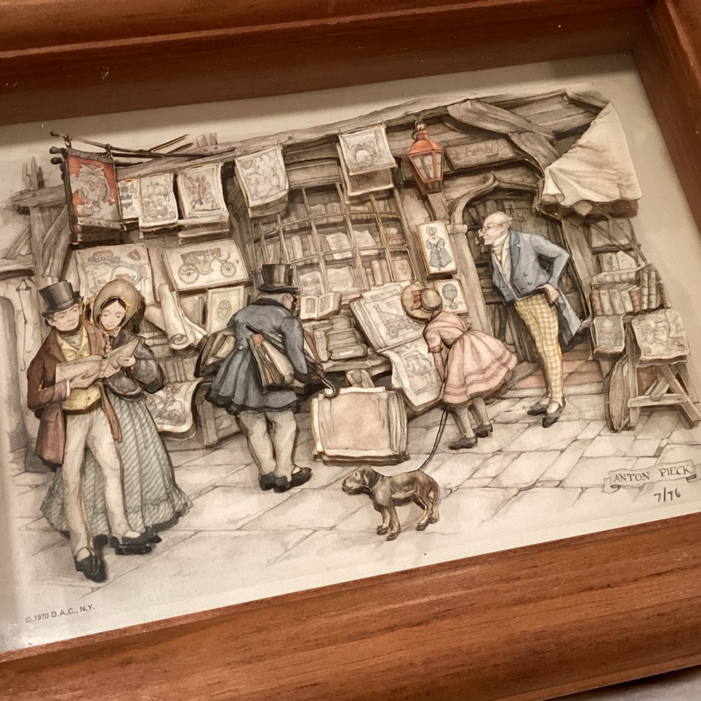 Framed Vintage Street Scene Illustration “The Old Print Shop” titled - Picture 6 of 9